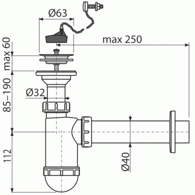 Сифон для раковины Alcaplast A41R Белый
