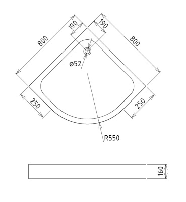 Акриловый поддон для душа Gemy 80х80х16 радиальный Белый