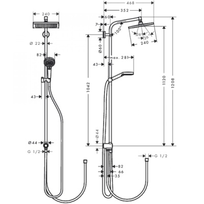 Душевая система Hansgrohe Crometta Showerpipe Reno EcoSmart 27289000 Хром