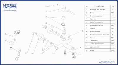Смеситель для ванны WasserKRAFT Wern 4201 Хром матовый