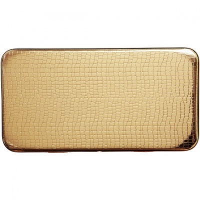 Корзина для белья Cameya Крокодил GKR-M -9 с микролифтом средняя Золотая, кант золото