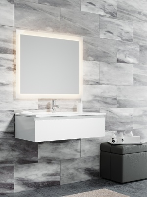 Тумба с раковиной SanVit Авеню-1 120 kavenu1120 в цвете Ral подвесная Белый глянец