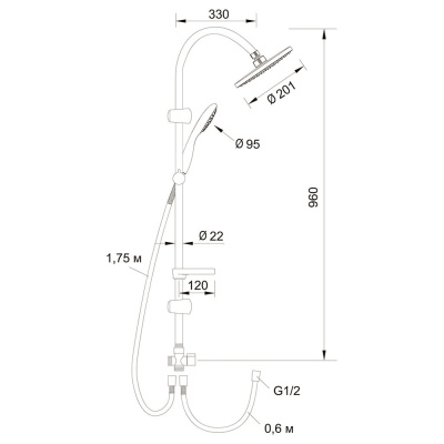 Душевая система Latuno L80032 Хром