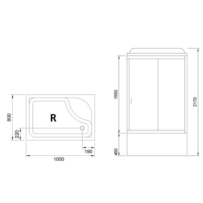 Душевая кабина Royal Bath BP 100х80 RB8100BP3-BT-CH-R с гидромассажем профиль Хром задняя стенка Черная